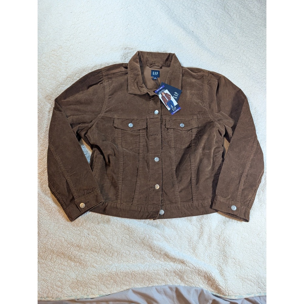 Gap Womens Brown Puff Sleeve Corduroy Jacket XXL NWT Button Front Utility